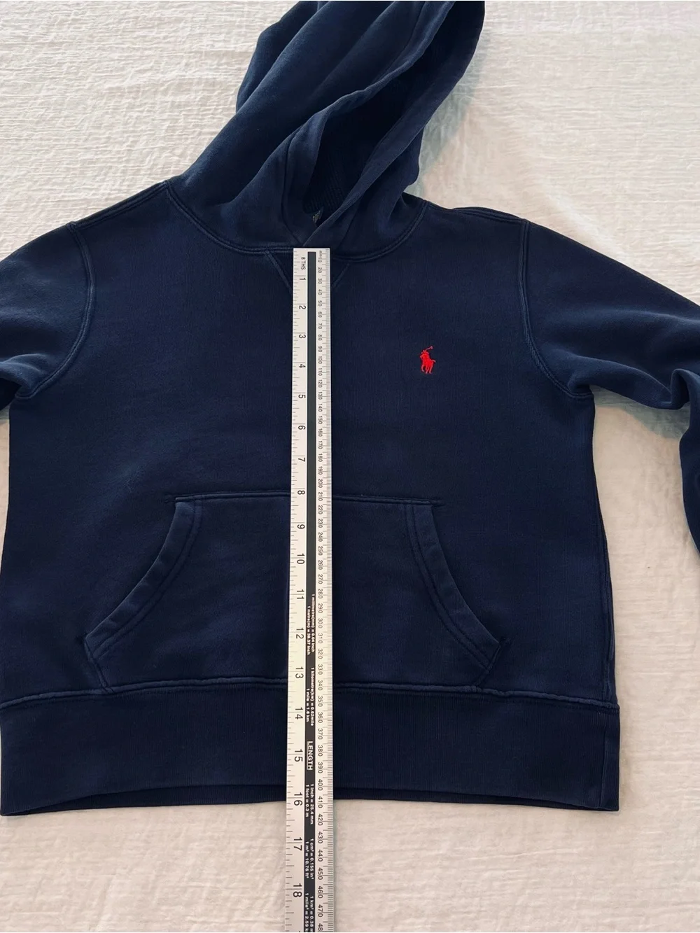 Polo Ralph Lauren Boys S/P(8) Navy Fleece Pullover Hoodie Embroidered Red Logo